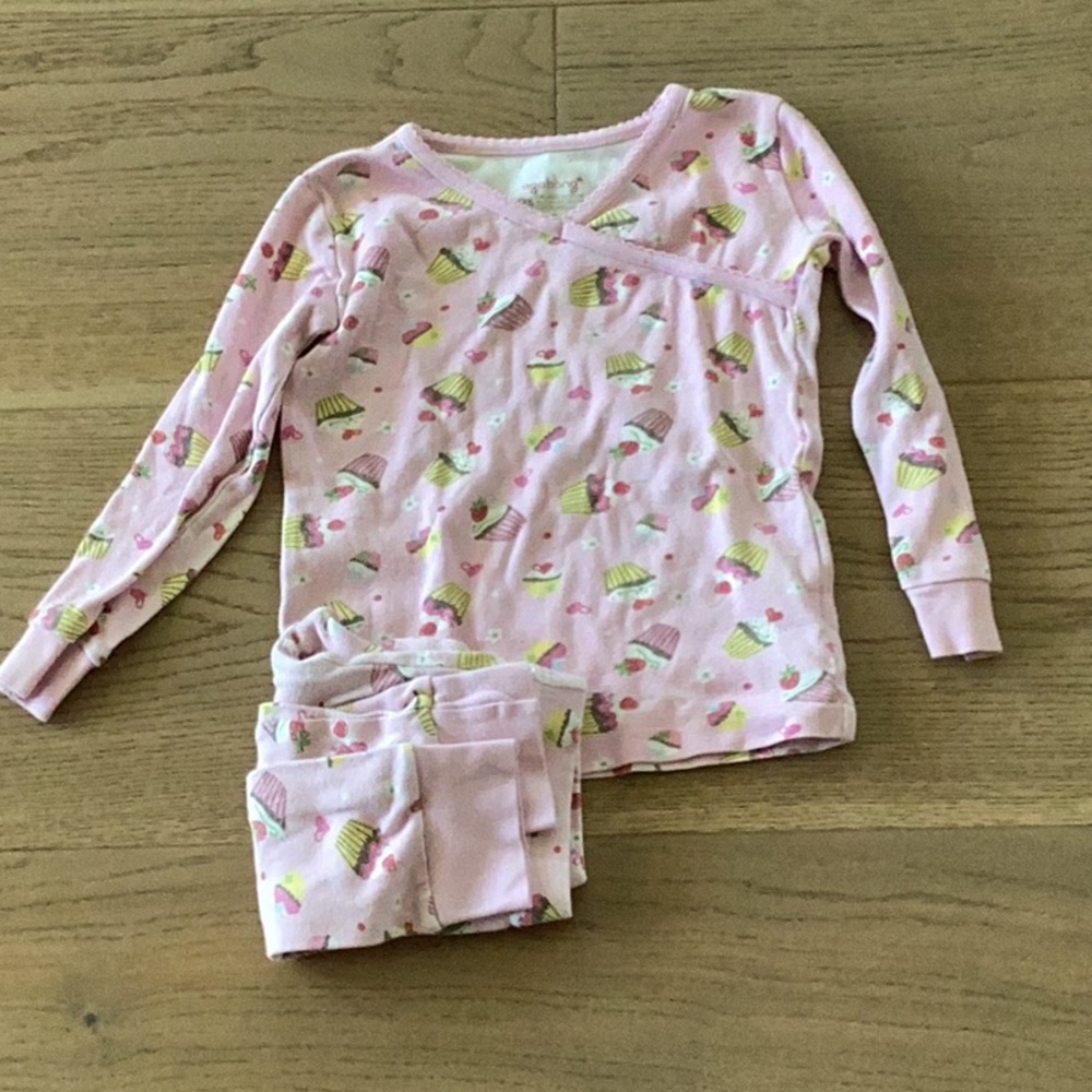Whimsical Pink and Yellow Pajama Set with Cupcake Print